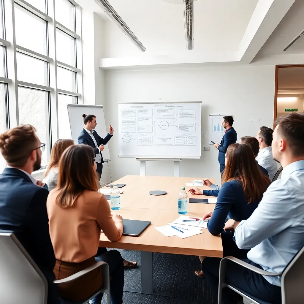 Facilitator leidt strategische planning sessie met diverse deelnemers