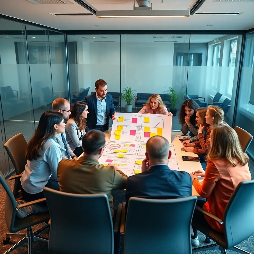 Workshop strategische planning met post-its en brainstorming