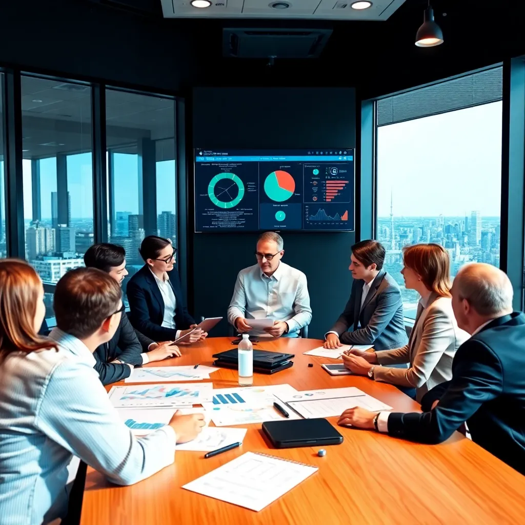 Strategisch denkende leider in moderne kantooromgeving