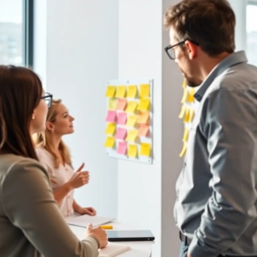 Workshop strategische planning met post-its en brainstorming